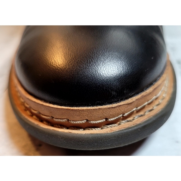 CLARKS Ankle Boots Womens 7.5M Black Leather Suede Lace-Up Contrast Trim Goth - Picture 9 of 11